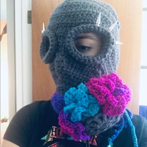 Handmade Crochet Flower Gas Mask - Picture 3 of 6